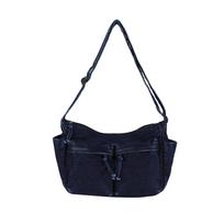 Women's Multi-Pocket Denim Bag Shoulder Bag Crossbody Bag tamsiai mėlyna spalva