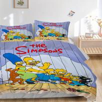Simpsonų šeimos patalynės komplektas  Antklodės užvalkalas Dovana miegamajam, Apima 1 užvalkalą ir 2 pagalvių užvalkalus, Be užpildoB276 135x200cm