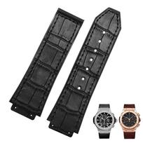 Natūralios odos Juoda Ruda Laikrodžio Aksesuarai Dirželis Hublot Big Bang Serijai Karvės Odos Dirželis Vyriškas Apyrankė 26mm*19mm 25-19mm