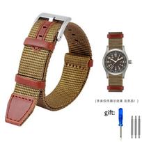 20mm 22mm Woven Nylon +Genuine Leather  Strap For Hamilton H69439931 H69439411 Seiko Men Outdoor Sport Watchband 20mm