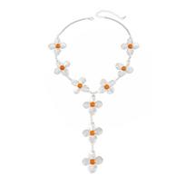 Resin Flower Pendant Choker Necklace for Women Vintage Adjustable Chain Jewelry Accessory sidabras