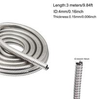 304 nerūdijančio plieno gofruotas vamzdelis 4mm-20mm vidinis skersmuo, lanksti metalinė žarna kabelių laidų linijų apsaugai, 3 metrų ilgio