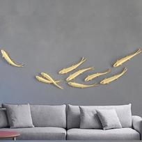 European Style Wall Decoration Three-dimensional Golden Fish Hanging Pendant Living Room Interior Hanging Fish Home Decoration