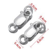 2pcs 925 Sterling Silver Rectangular Spring Buckle Lobster Clasp Bracelet Necklace Connector 8/10/12/14mm for DIY Jewelry Making plain silver color