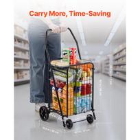 SucceBuy Laundry Cart Rolling Grocery Utility with Wheels 60/90/100/260 lbs Shopping Basket for Laundry Shopping Luggage Black