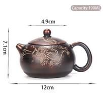 190ml Antique Chinese Yixing Purple Clay Tea Pot Handmade Dragon Pattern Xishi Teapot Beauty Tea Infuser Kettle Tea Set