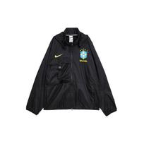 Nike Brazilijos komandos raidės logotipas siuvinėtas stovimos apykaklės raglaninės ilgomis rankovėmis futbolo striukė vyriška striukė juoda FZ8359-010 XL