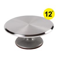 Aluminium Alloy Revolving Cake Stand Cake Spinner Decorating Supplies 12Inch Rotating Cake Turntable With Non-Slip Rubber Bottom sidabras