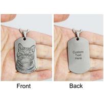 Customized Photo Necklace Laser Engraved Photos Text Pendant Stainless Steel Jewelry Personalized couple Family Christmas Gifts 60cm Box Chain