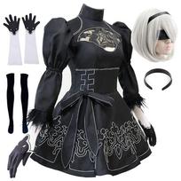 2B Neil cosplay kostiumas, Neil Mechanikos Era anime vakarėlio pilnas komplektas vaidmenų žaidimo suknelių rinkinys, juoda suknelė pilnas komplektas prašmatnus vakarėlis Helovinas XS juoda