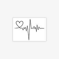 EKG meilės tatuiruotės lipdukas, atsparus vandeniui ir ilgai išliekantis, moteriškas raktikaulio mažas gaivus raštas, vienkartinė imituojama tatuiruotė 7*9CM white