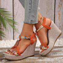 Women Wedges Sandals  Summer Fashion Designer Shoes for Women High Quality Platform Sandals Casual Outdoor Sandals Women 35 oranžinė
