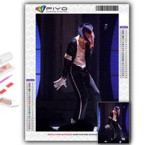 Populiarus 5D „pasidaryk pats“ kryžminio dygsnio pasaulyje superžvaigždė Michaelas Jacksonas, piešiantis visas kryžminio siuvimo amatų rinkinys Sieninis lipdukas namų dekoras Full Round 20X30CM black