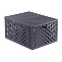 Tamsiai pilkos spalvos iš perdirbto plastiko daiktadėžė su dangčiu 30x38x21 cm Kaya – Curver