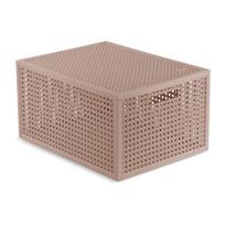 Pilkai rožinės spalvos iš perdirbto plastiko daiktadėžė su dangčiu 30x38x21 cm Kaya – Curver