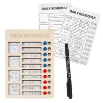 Kids Chore Chart Wood Checklist Board with 3 Reusable Chore Cards and 1 Double Ended Marker for Home School 1