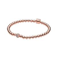 Pandora karoliukų apyrankė su 14K rožinio aukso moteriškos apyrankės 588342CZ Box+Shopping Bag,17CM