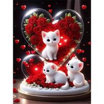 5D Rose Love Cat Diamond Art Piece Set DIY Diamond Painting Cross Stitch Craft Decoration Home Wall Mural Gift Round 20x30cm