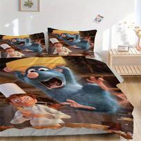 3 vnt. Ratatouille filmo plakato komplektas su antklode Minkštas ir patogus miegamojo, svečių kambario ir bendrabučio dekoras Patalynės komplektas Q074 135x200cm