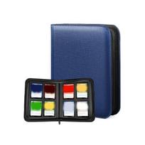 PU Leather Card Collection Book Trading Card Organizers Features 160 Capacity Secure Card Slots and Side Access Design mėlyna