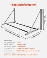 SucceBuy Wall Mounted Folding Tire Rack, 32  - 48  Adjustable Tire Rack, Steel Tire Storage Rack for Garage Workshop Repair Shop