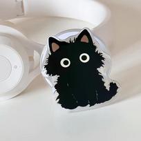 Korea Cute Cartoon Black Kitten Magnetic Holder Grip Tok Griptok Phone Stand Holder Support For iPhone For Pad Magsafe Smart Tok