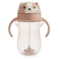 Munchkin gertuvė su šiaudeliu ir svareliu 296ml Dog, smėlio spalvos
