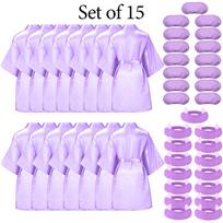 6-15Pack Spa Party Robes Kimono Girl Birthday Favors Kids Satin Bathrobe Slumber Party Costume Supplies Women Headband Blindfold Size of 4