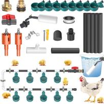 Automatic Poultry Feeder Kit: Pipes, Water Cups, Nipple Waterers, PVC Tees, and Tank Connectors
