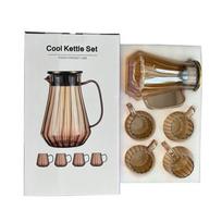 Luxury Amber Glass Water Pitcher Set Heat Resistant Glass Jug with 4 Cups Nordic Style Cold Water Kettle With Lid