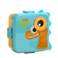 1660ml Dinosaur Lunch Box Plastic Cartoon Bento Box Sealed Double Layer Microwave Lunch Box For Kids mėlyna