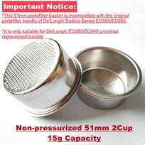 Be dugno portafiltras Delonghi EC680 EC685, Slėginis filtro krepšelis, 51 mm filtras, Espreso kavos aparatas, Baristos įrankiai For Delonghi EC685