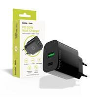 Mobile Origin PD20W sieninis įkroviklis MO12, juodas 1 USB-A + 1 USB-C