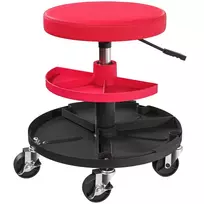 HOMCOM dirbtuvių kėdė su ratukais ir dėklais, reguliuojamo aukščio 40-51cm, iki 135 kg, pasukama, Ø38 cm, raudona