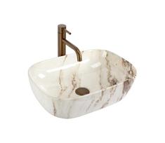 REA-U3601 - Ant stalviršio montuojamas praustuvas BELINDA 33x46,5 cm keramika/smėlio spalva/akmens imitacija