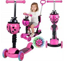 Vaikiškas balansinis paspirtukas su stūmimo rankena Scooter 5in1, rožinis
