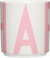 Design Letters Puodelis Vintage ABC Happy, baltas-rožinis