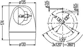 HELLA Besisukantis švyturėlis Rotafix 2RL 007 337-011
