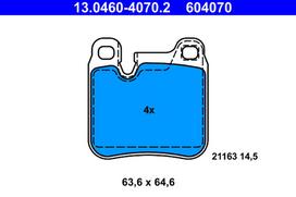 ATE Stabdžių kaladėlių komplektas Brake pad set 13.0460-4070.2
