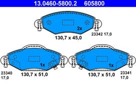 ATE Stabdžių kaladėlių komplektas Brake pad set 13.0460-5800.2