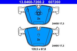 ATE Stabdžių kaladėlių komplektas Brake pad set 13.0460-7260.2