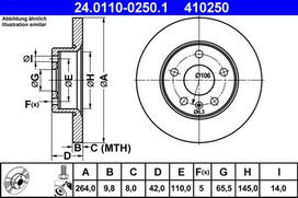 ATE Stabdžių diskas Brake rotor 24.0110-0250.1