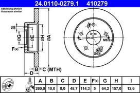 ATE Stabdžių diskas Brake rotor 24.0110-0279.1