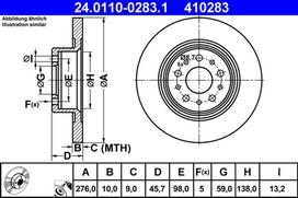 ATE Stabdžių diskas Brake rotor 24.0110-0283.1