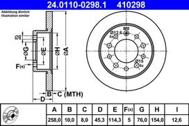 ATE Stabdžių diskas Brake rotor 24.0110-0298.1