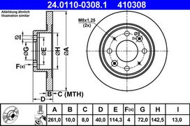 ATE Stabdžių diskas Brake rotor 24.0110-0308.1