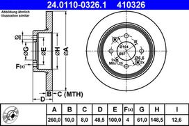 ATE Stabdžių diskas Brake rotor 24.0110-0326.1