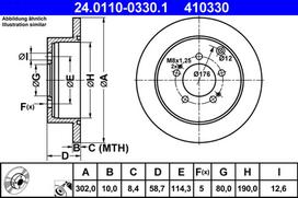 ATE Stabdžių diskas Brake rotor 24.0110-0330.1