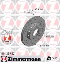 ZIMMERMANN Stabdžių diskas SPORT BRAKE DISC Z 100.1239.52