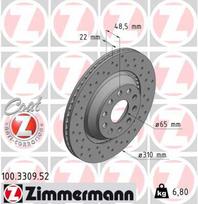 ZIMMERMANN Stabdžių diskas SPORT BRAKE DISC Z 100.3309.52
